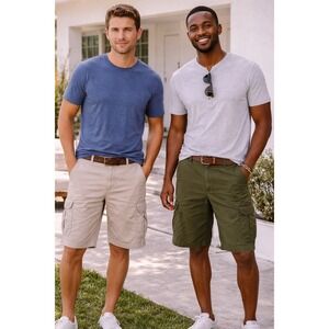 Big Dogs Mens 3X Cargo Shorts Bundle 2pk Olive Green Khaki Tan Cotton Ripstop